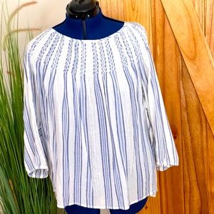 J Jill beautiful gauzy top with full smocked neckline NWT, never worn